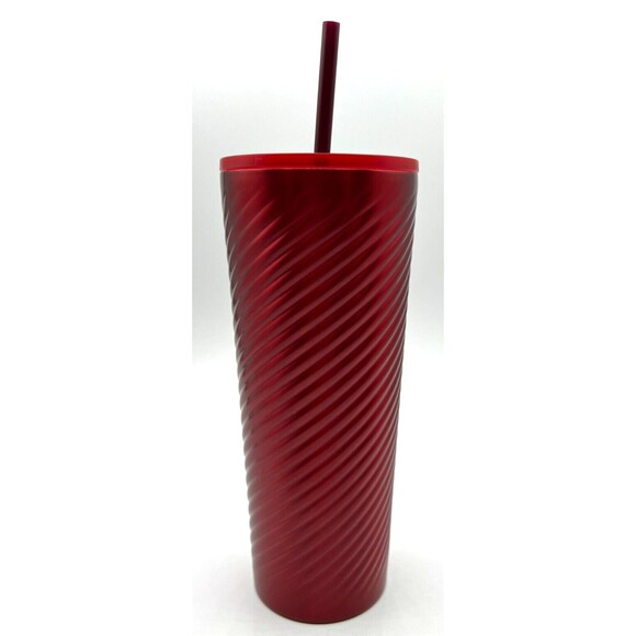 Starbucks Winter 2022‎ Holiday Red Swirl Stainless Steel Tumbler Cold Venti 24oz - Picture 6 of 16